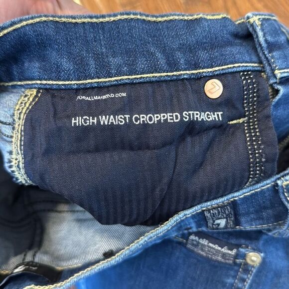 7 for all mankind Josephine high rise straight crop chewed hem jeans 27 - Picture 5 of 13